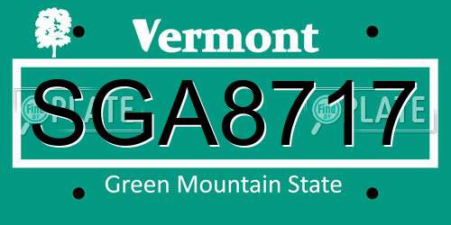 SGA8717 Vermont License Plate