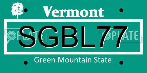 SGBL77 Vermont License Plate