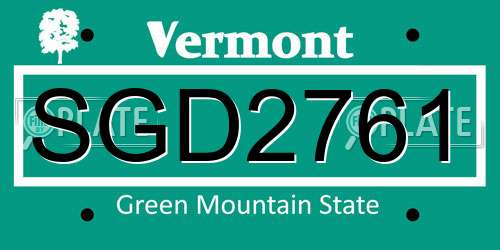 SGD2761 Vermont License Plate