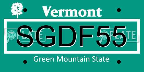 SGDF55 Vermont License Plate