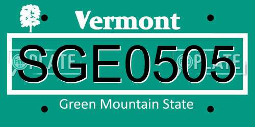 SGE0505 Vermont License Plate