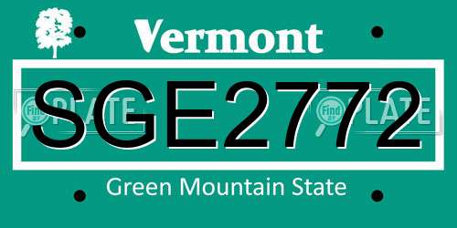 SGE2772 Vermont License Plate