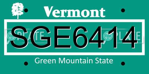 SGE6414 Vermont License Plate