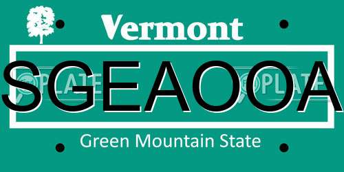 SGEAOOA Vermont License Plate