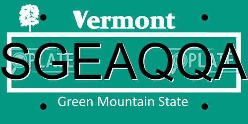 SGEAQQA Vermont License Plate