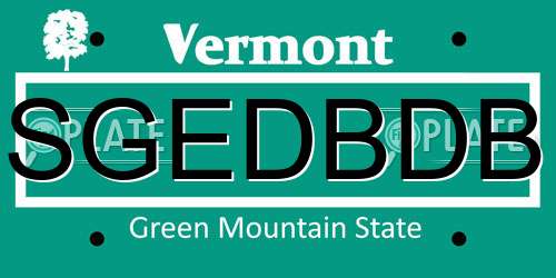 SGEDBDB Vermont License Plate