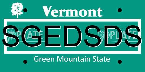 SGEDSDS Vermont License Plate