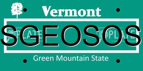 SGEOSOS Vermont License Plate