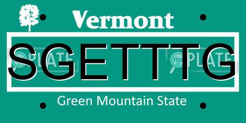 SGETTTG Vermont License Plate