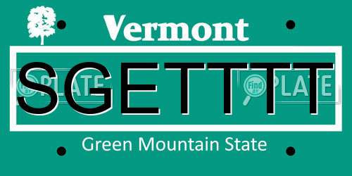 SGETTTT Vermont License Plate