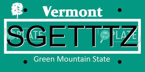 SGETTTZ Vermont License Plate