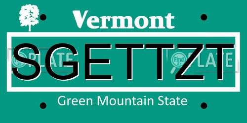 SGETTZT Vermont License Plate