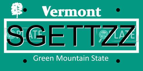 SGETTZZ Vermont License Plate