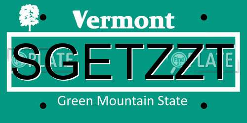 SGETZZT Vermont License Plate