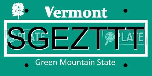 SGEZTTT Vermont License Plate