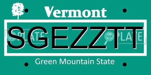 SGEZZTT Vermont License Plate