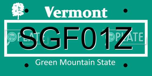SGF01Z Vermont License Plate