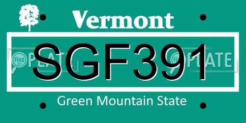 SGF391 Vermont License Plate