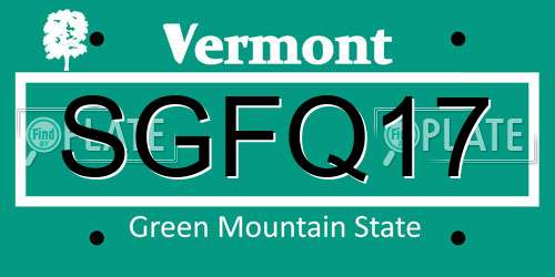 SGFQ17 Vermont License Plate