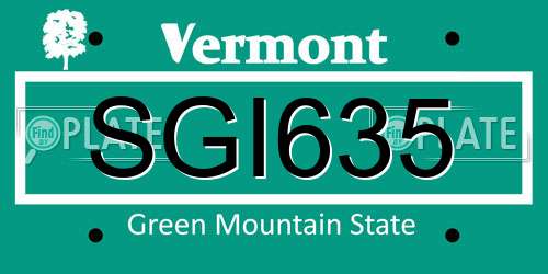 SGI635 Vermont License Plate