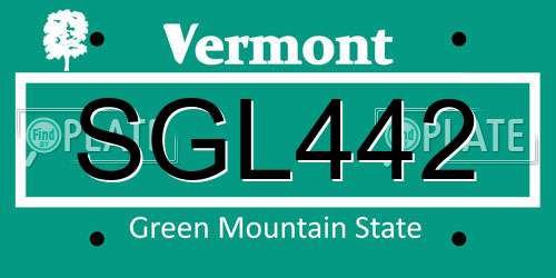 SGL442 Vermont License Plate