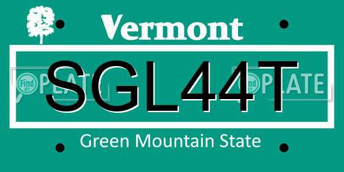SGL44T Vermont License Plate