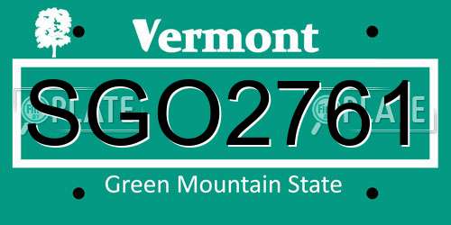 SGO2761 Vermont License Plate