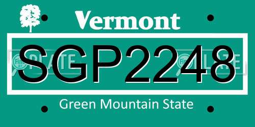 SGP2248 Vermont License Plate