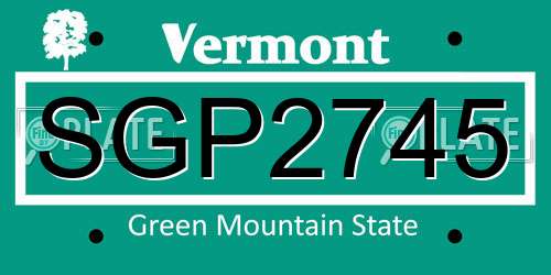 SGP2745 Vermont License Plate