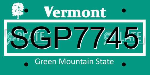 SGP7745 Vermont License Plate