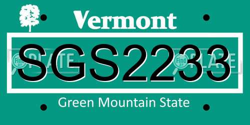 SGS2233 Vermont License Plate