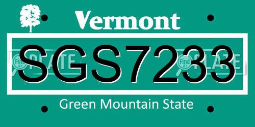 SGS7233 Vermont License Plate