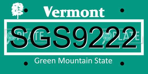 SGS9222 Vermont License Plate