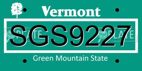 SGS9227 Vermont License Plate