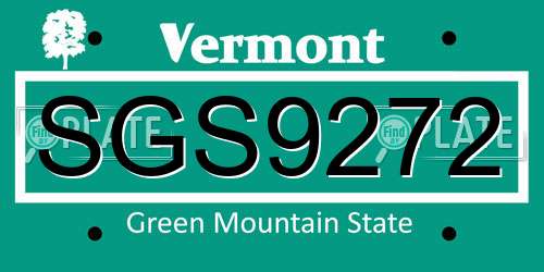 SGS9272 Vermont License Plate
