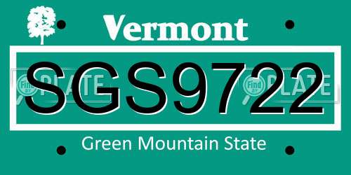 SGS9722 Vermont License Plate