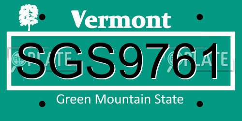 SGS9761 Vermont License Plate