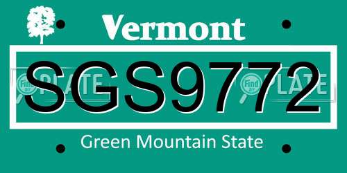 SGS9772 Vermont License Plate