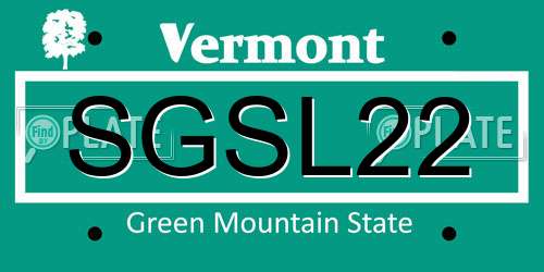 SGSL22 Vermont License Plate