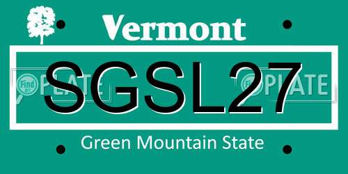 SGSL27 Vermont License Plate