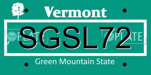 SGSL72 Vermont License Plate