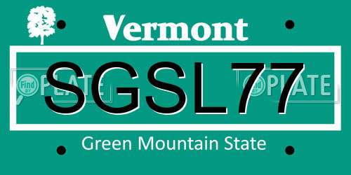 SGSL77 Vermont License Plate