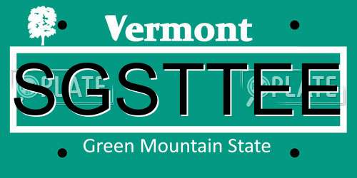 SGSTTEE Vermont License Plate