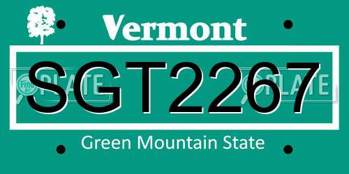 SGT2267 Vermont License Plate