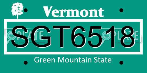 SGT6518 Vermont License Plate