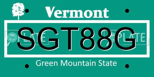 SGT88G Vermont License Plate