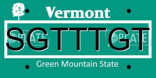 SGTTTGT Vermont License Plate