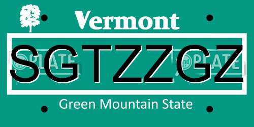 SGTZZGZ Vermont License Plate