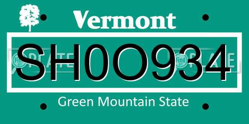 SH0O934 Vermont License Plate