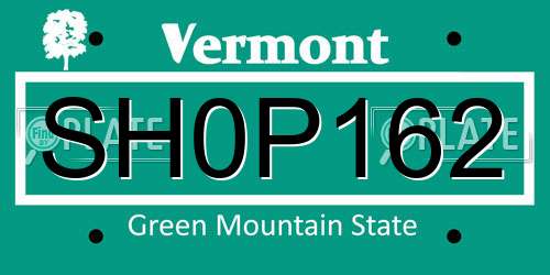 SH0P162 Vermont License Plate